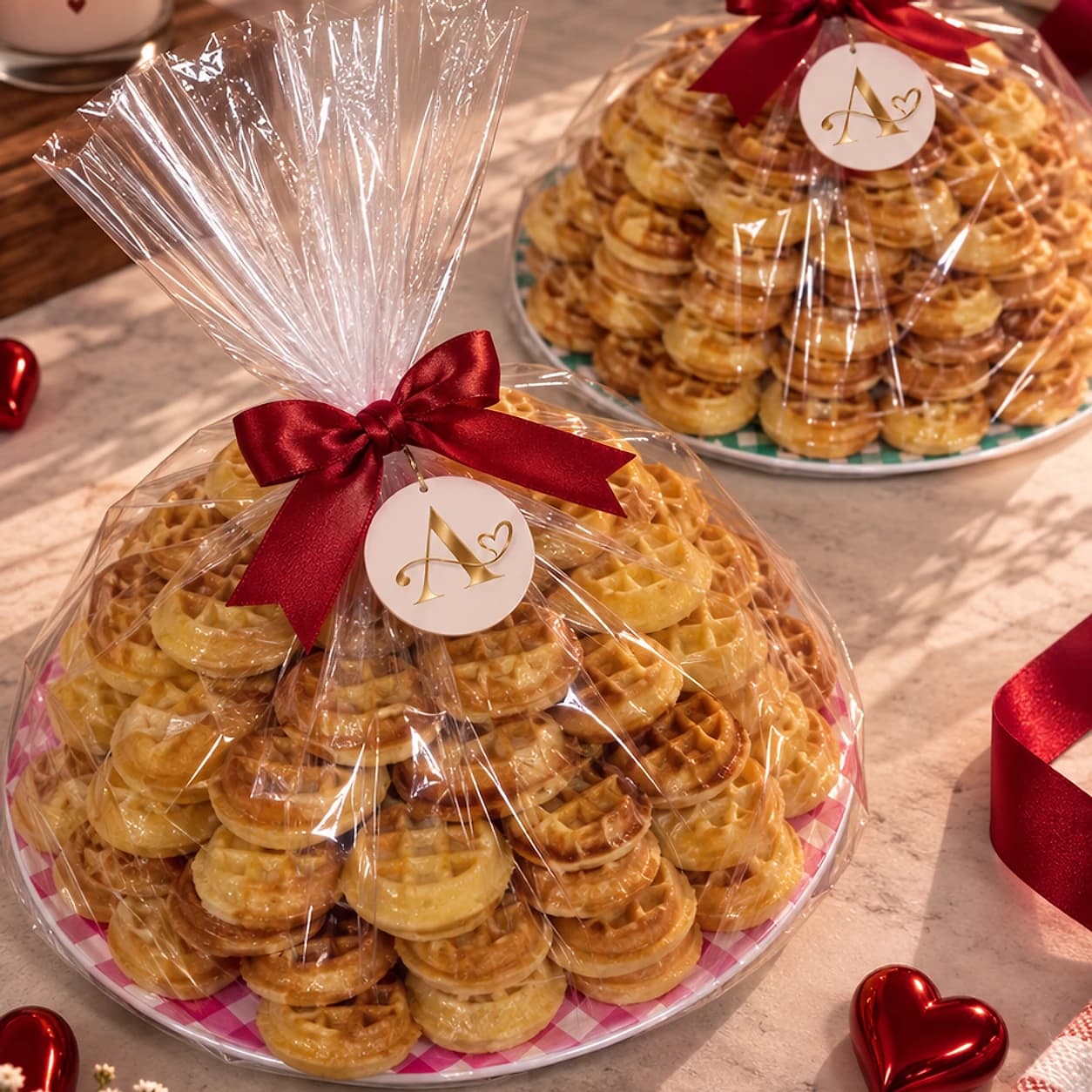 Bandeja de 60 waffles corazón